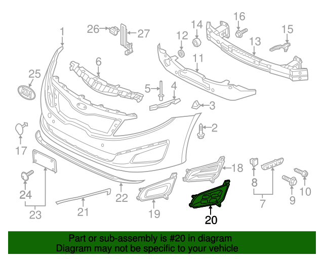 GENUINE Fog Lamp Trim Cover LEFT DRIVER for 2014 2015 Kia Optima 865512T500