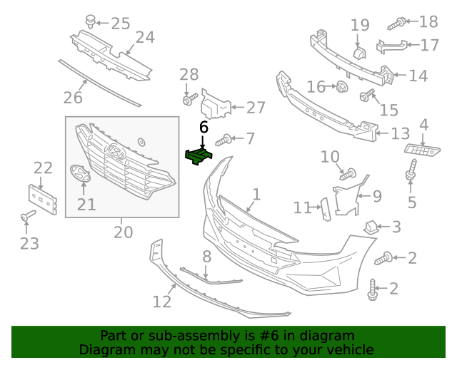 GENUINE Front Bumper Upper Bracket LEFT for 19-20 Hyundai Elantra 86555F2AA0
