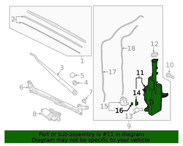 GENUINE OEM Windshield Washer Reservoir for 20-22 Hyundai Palisade 98611S8000