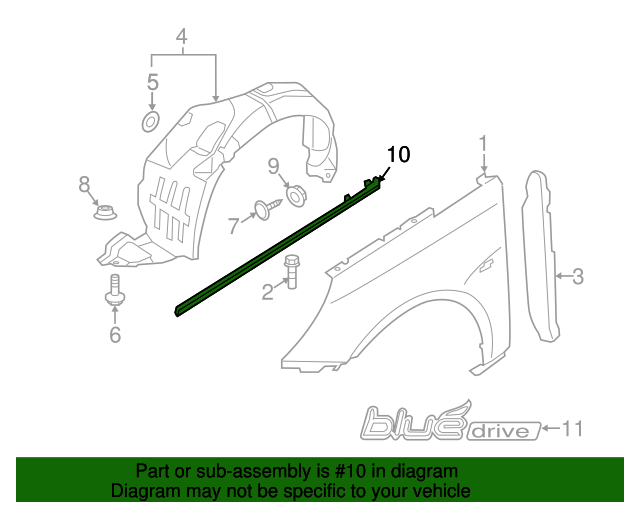 GENUINE Fender Chrome Molding DRIVER for 2011-2015 Hyundai Sonata OEM 877713S001