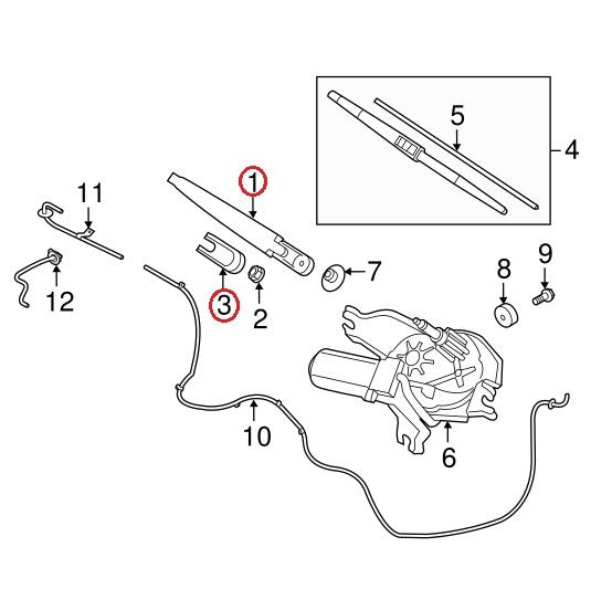 GENUINE Rear Window Wiper Arm & Cap OEM TUCSON 16-20 BORREGO 09-11 FORTE5 11-13