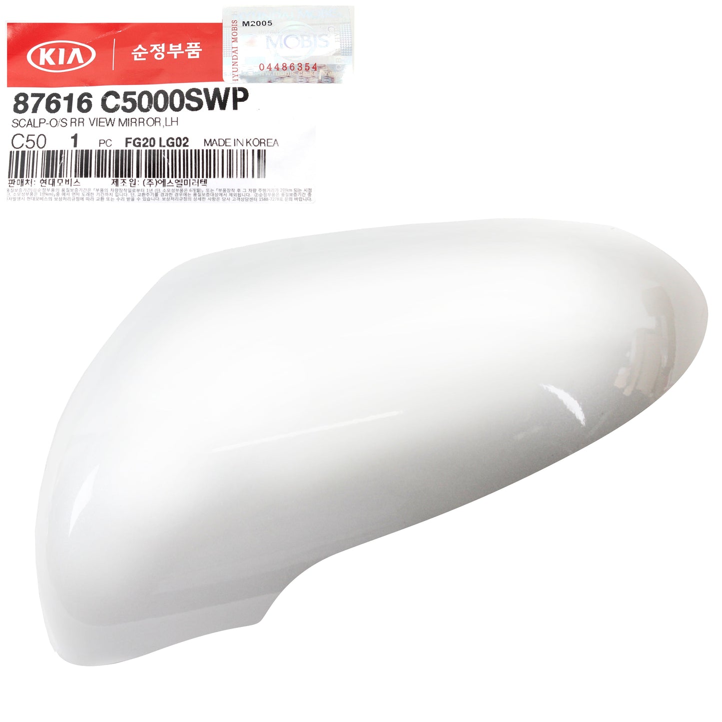 GENUINE Side Mirror Cover White LEFT DRIVER for 15-19 Kia Sorento 87616C5000SWP