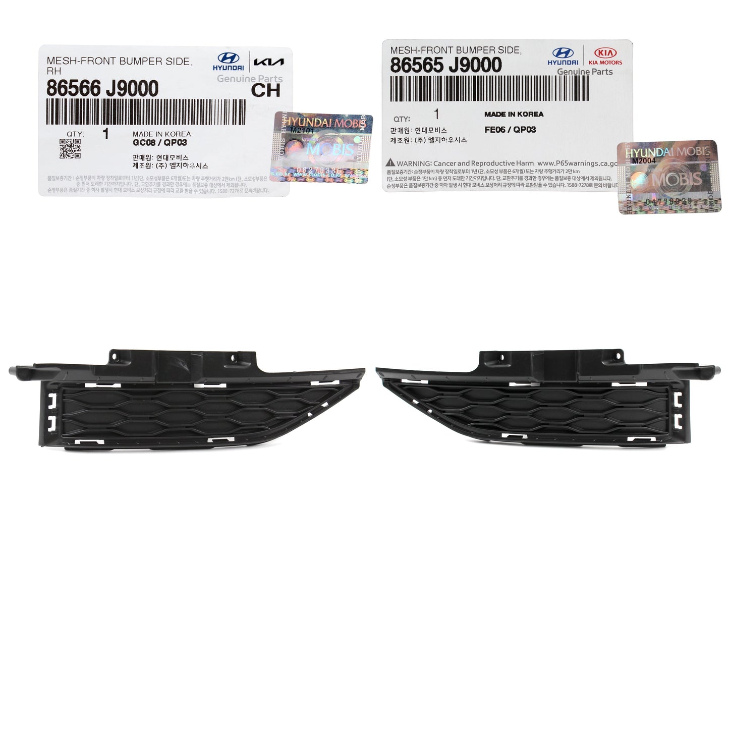 GENUINE Front Bumper Mesh Outer Grille RIGHT for 18-21 Hyundai Kona 86566J9000