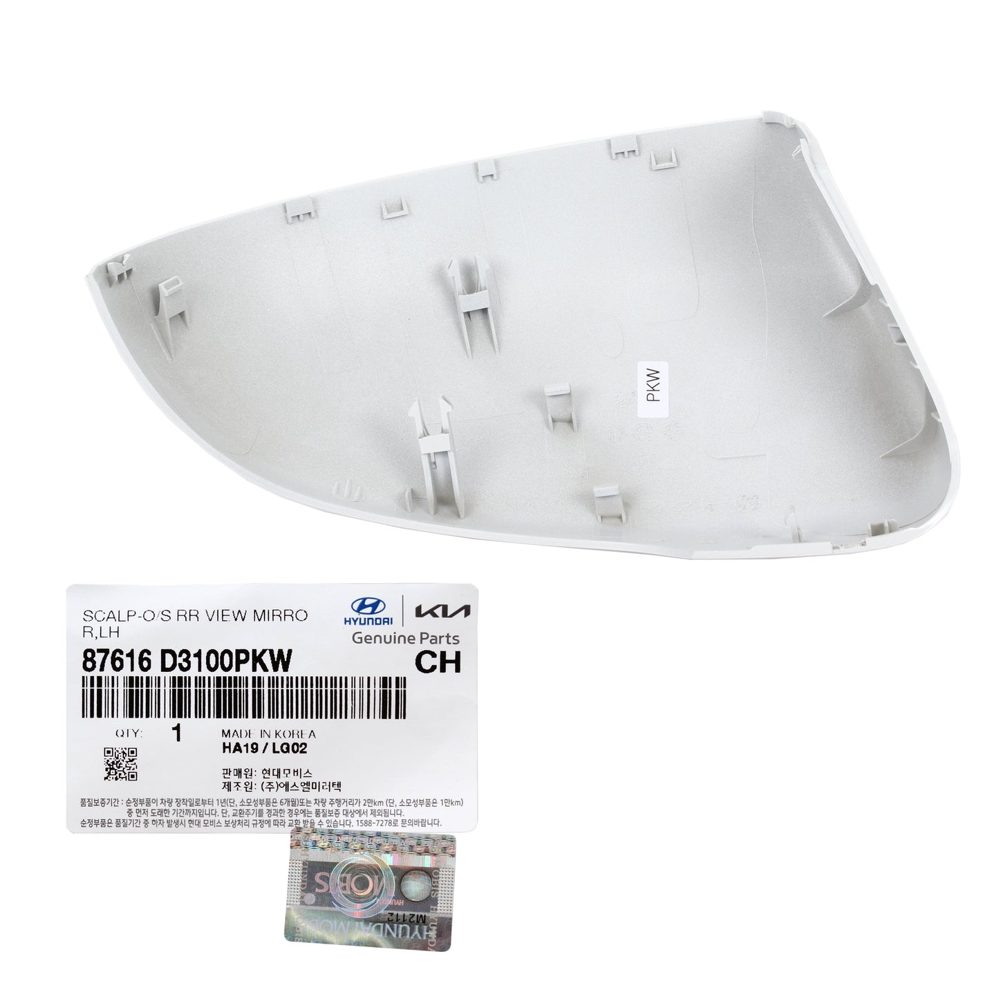 GENUINE Side View Mirror Cover WHITE LEFT for 16-20 Hyundai Tucson 87616D3100PKW