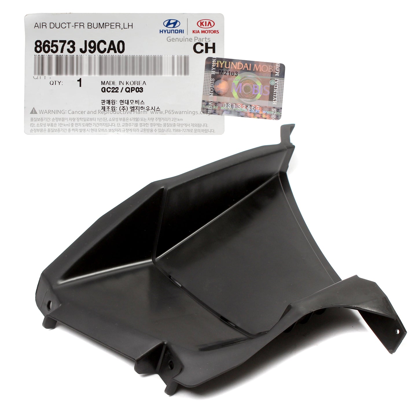 GENUINE Front Bumper Air Duct LEFT DRIVER for 2022-23 Hyundai Kona 86573J9CA0