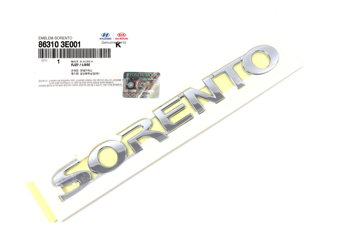 GENUINE Liftgate Trunk Emblem Badge for 2003-2009 Kia Sorento 863103E001