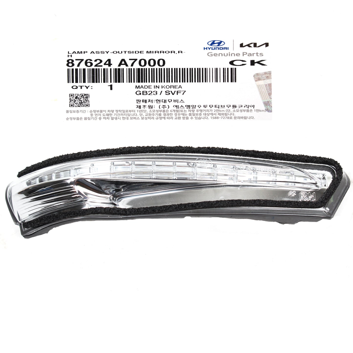 GENUINE Side Mirror lamp Repeater RIGHT PASSENGER for 14-18 Kia Forte 87624A7000