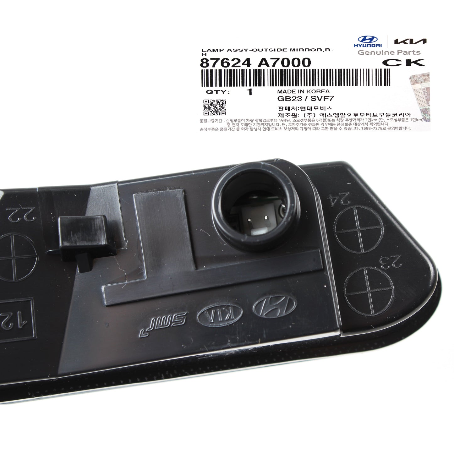 GENUINE Side Mirror lamp Repeater RIGHT PASSENGER for 14-18 Kia Forte 87624A7000
