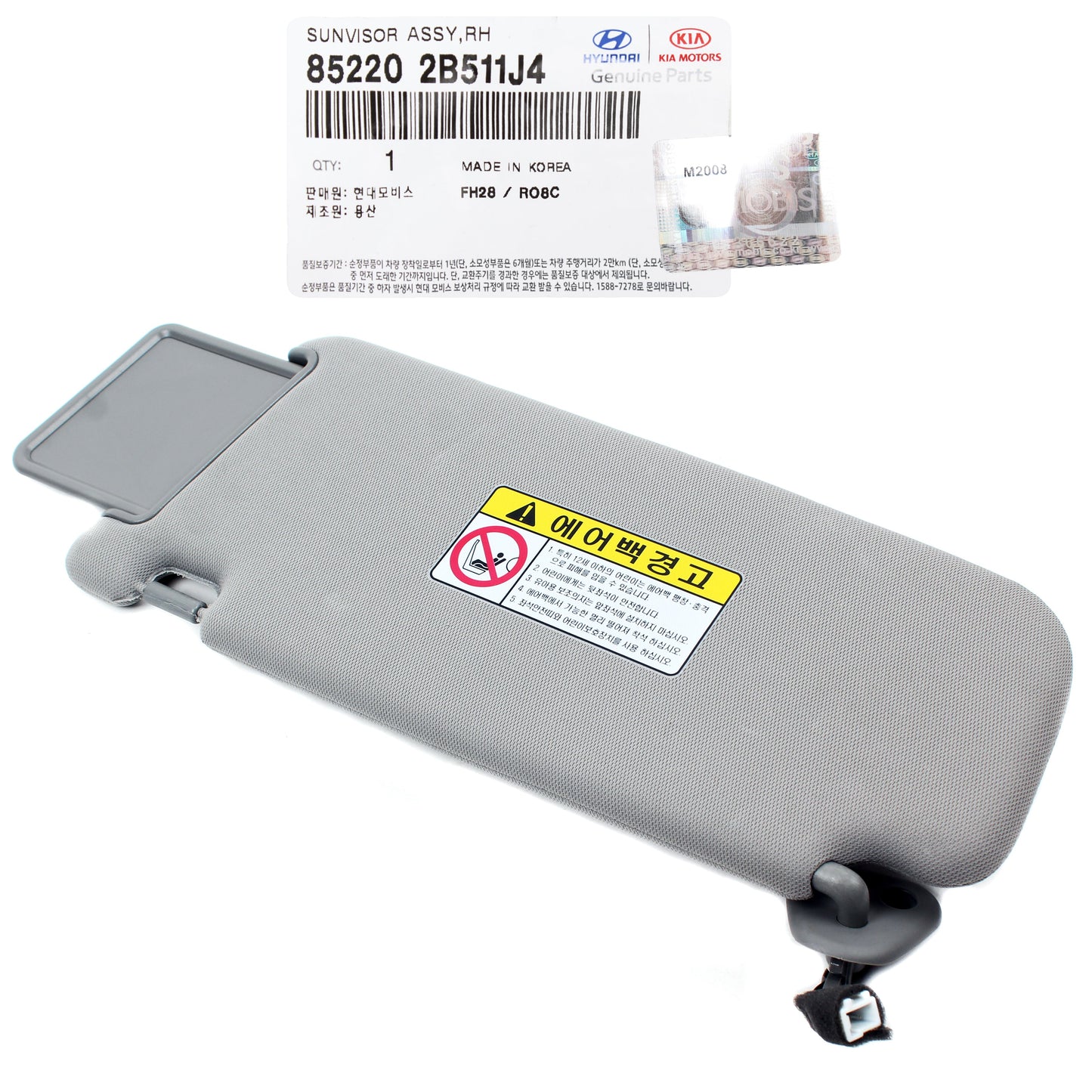 GENUINE Sun Visor GRAY RIGHT PASSENGER for 06-09 Hyundai Santa Fe 852202B511J4
