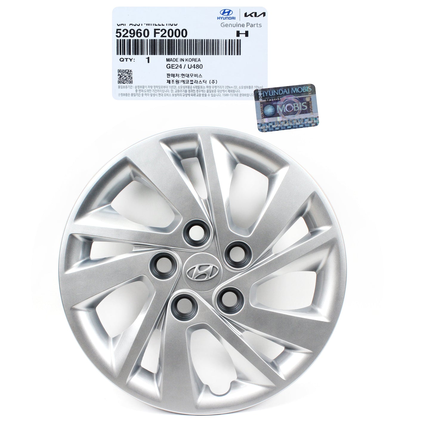 GENUINE Wheel Hub Cap Cover 15" for 2017-2020 Hyundai Elantra 52960F2000