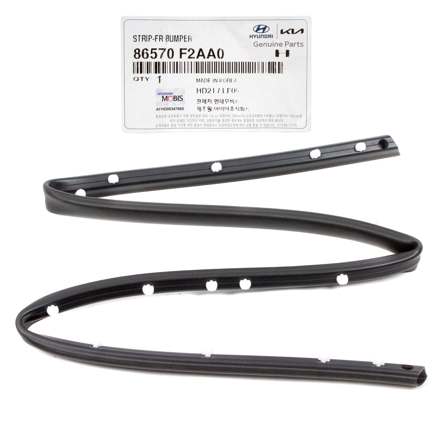 GENUINE Front Bumper Rubber Seal Strip for 19-20 Hyundai Elantra 86570F2AA0