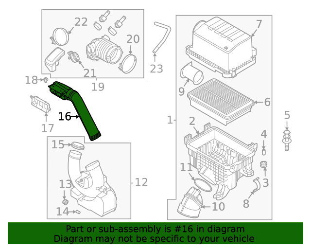 GENUINE Air Intake Duct Hose for 2020 2021 2022 2023 Kia Soul 28210K0100