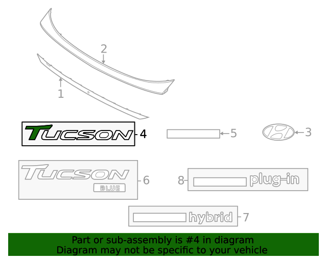 GENUINE Rear Trunk Lid Emblem Nameplate for 2022-2024 Hyundai Tucson 86310N900
