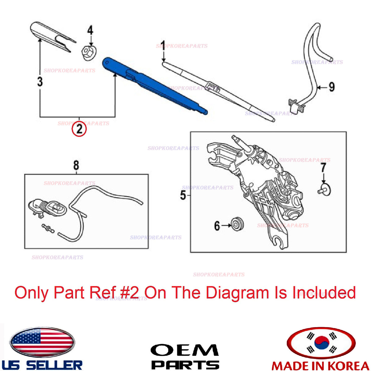 GENUINE Rear Glass Wiper Arm ⭐OEM⭐ GENESIS GV80 2021-2026 98820T6000