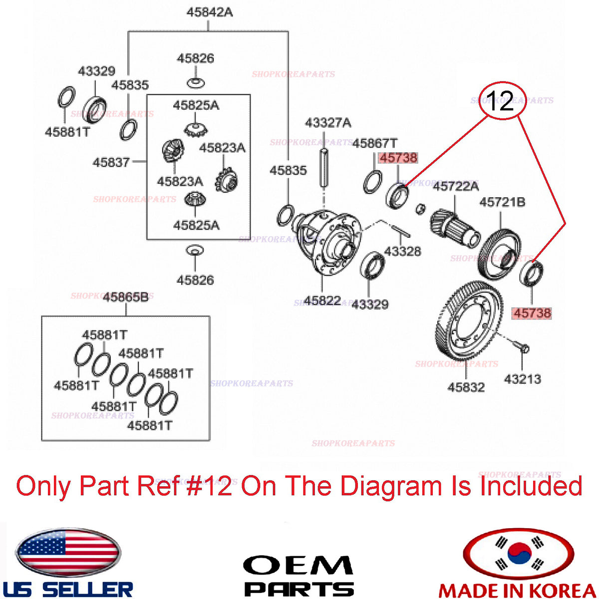 Automatic Transmission Output Shaft Bearing OEM HYUNDAI KIA *See Compatibility