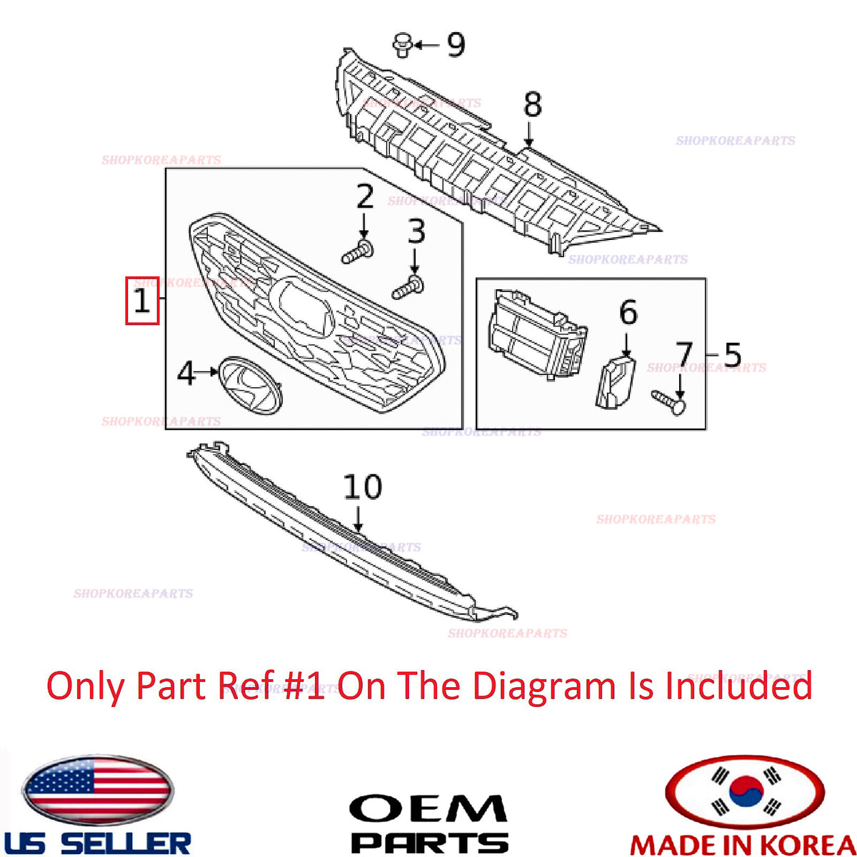 GENUINE Front Bumper Grille W/O Adaptive Cruise ⭐OEM⭐ Hyundai IONIQ 2020-2022