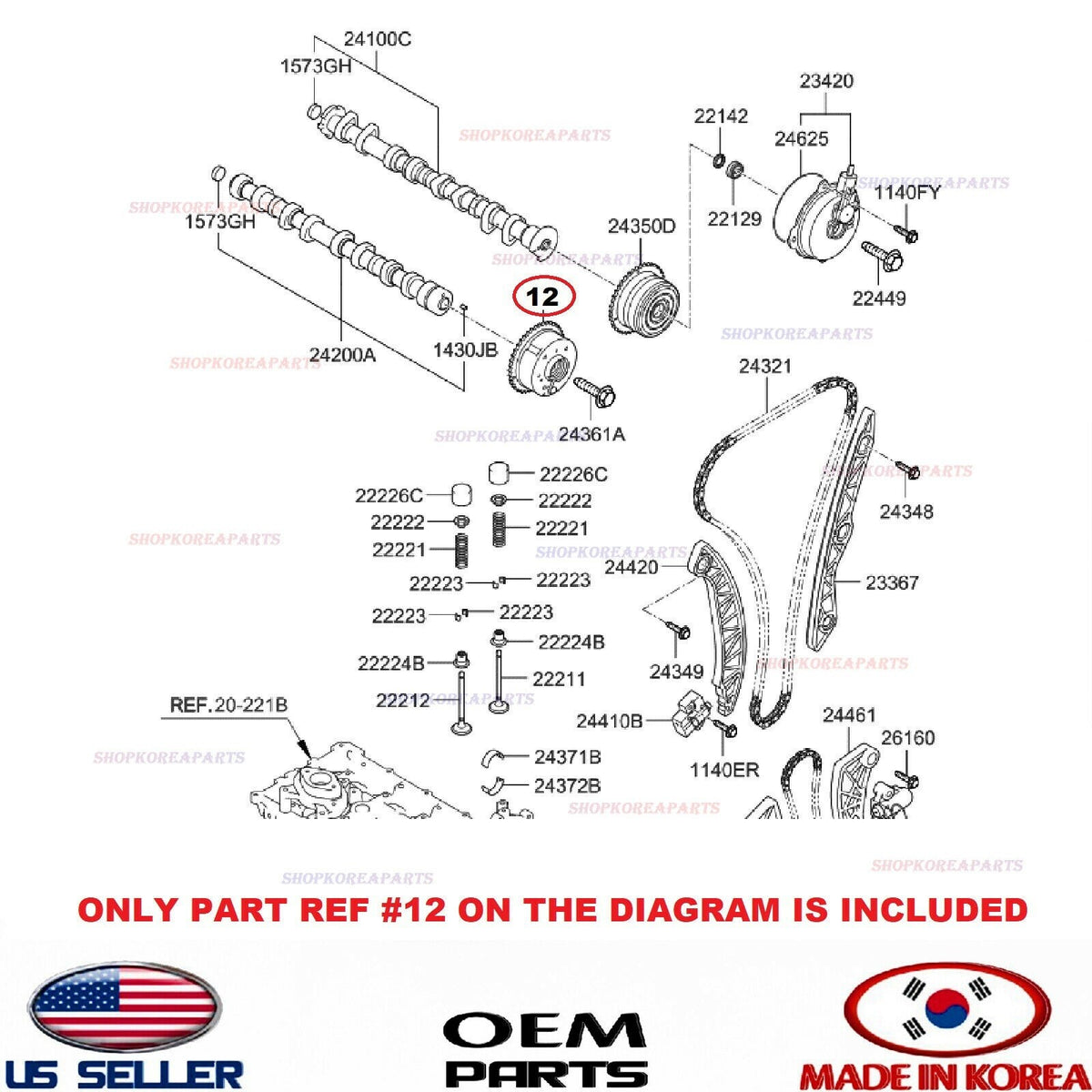 GENUINE INTAKE Camshaft Gear CVVT ⭐OEM⭐ HYUNDAI KIA 2.0L+2.4L *See compatibility