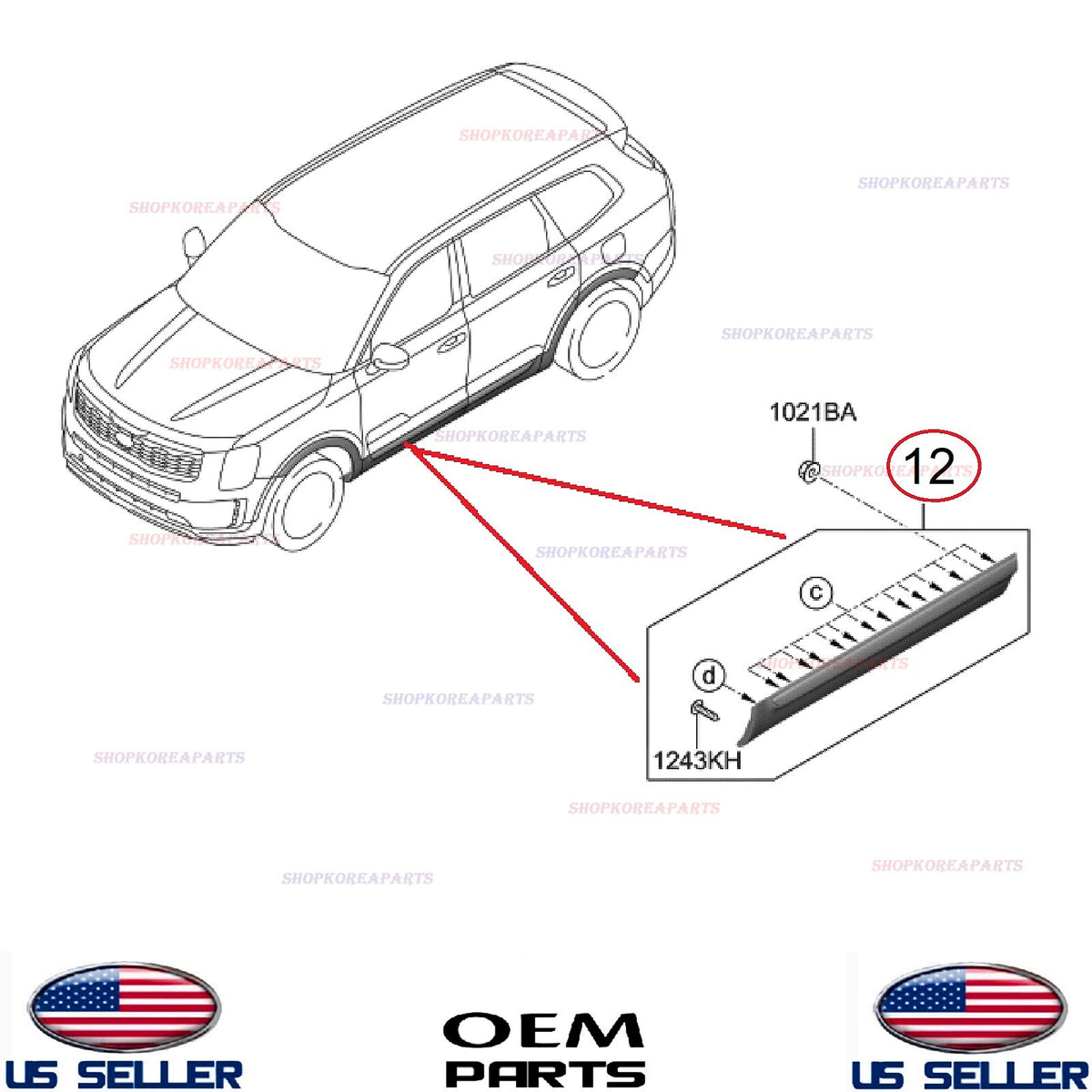 GENUINE Front Door Lower Molding Garnish LEFT Driver Side OE KIA TELLURIDE 20-22