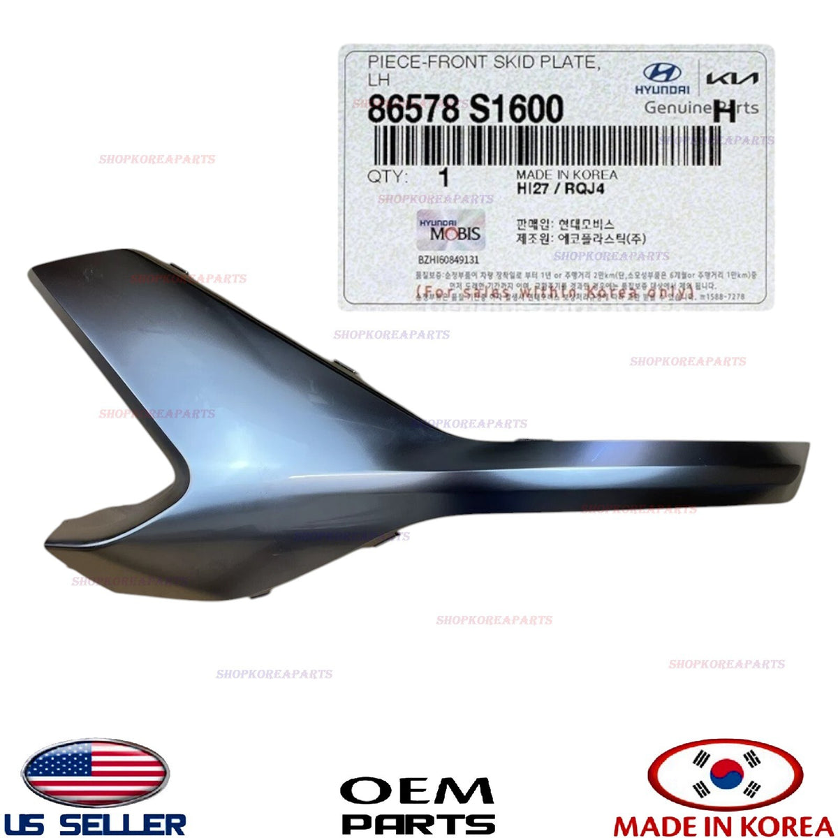 GENUINE Front Skid Plate Bumper Lower Left Driver Side Silver OEM Santa Fe 21-23
