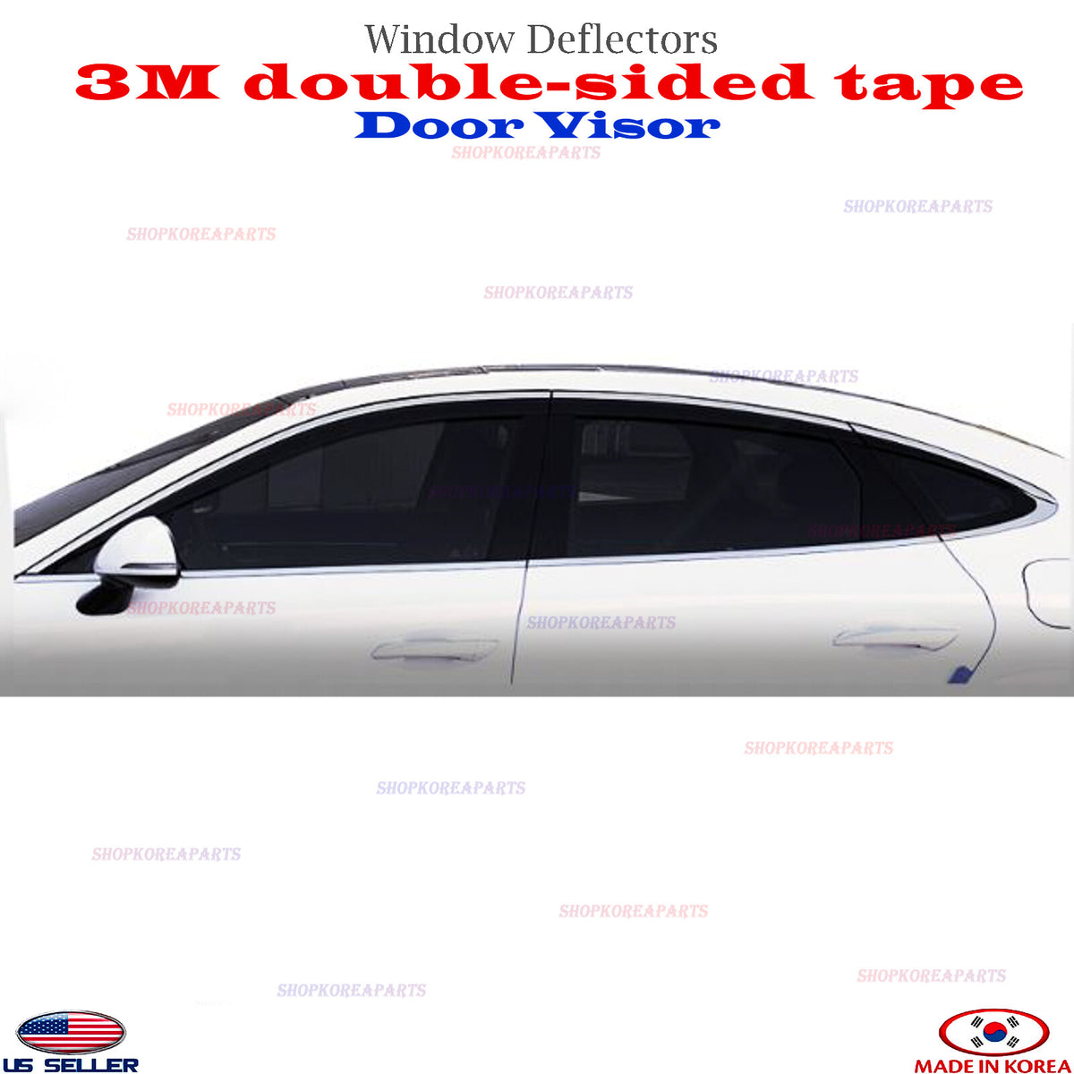 DOOR VISORS Chrome strip Smoke WINDOW VENT DEFLECTOR fits for SONATA 2020-2024