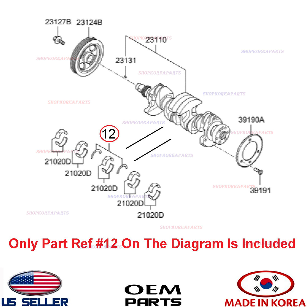 GENUINE OEM Crankshaft Thrust Bearing Pair Set Hyundai Kia See Compatibility