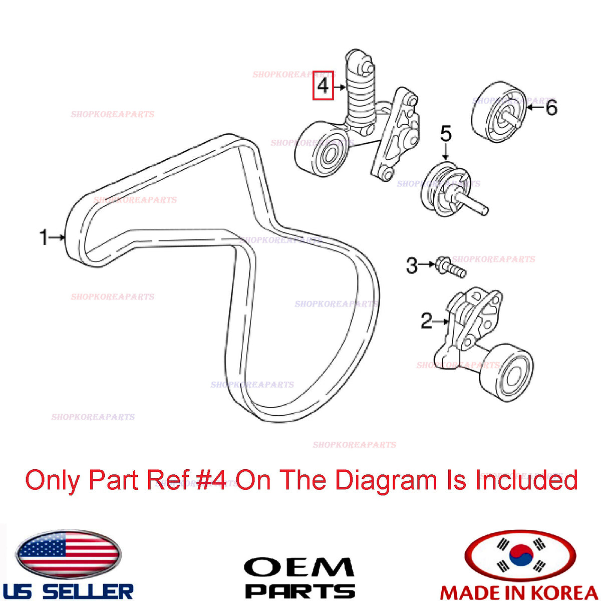 GENUINE Serpentine Belt Tensioner ⭐OEM⭐ Sonata Hybrid 16-19 Optima Hybrid 17-20