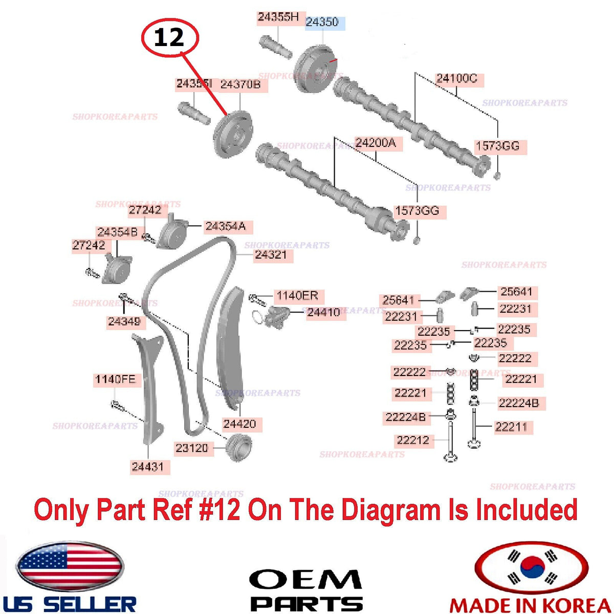GENUINE Exhaust CVVT Gear ⭐OEM⭐ Kia K4 Elantra 2.0L Kona 2.0L 2022-2026