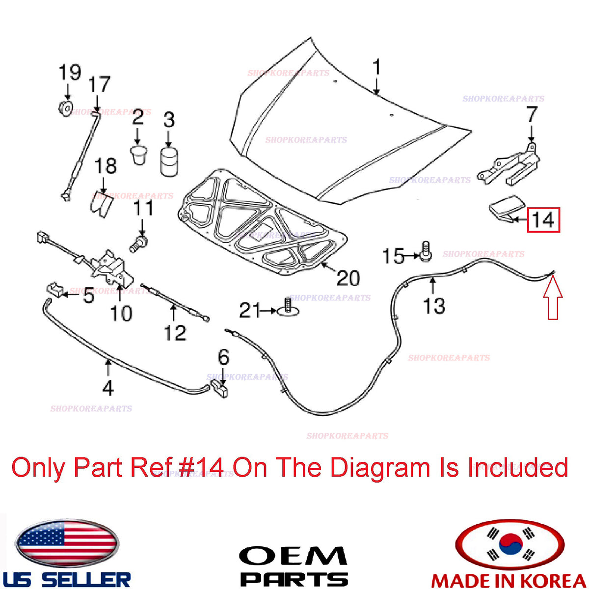 GENUINE Hood Latch Release Handle ⭐OEM⭐ KIA RIO 2018-2023 8118034000WK