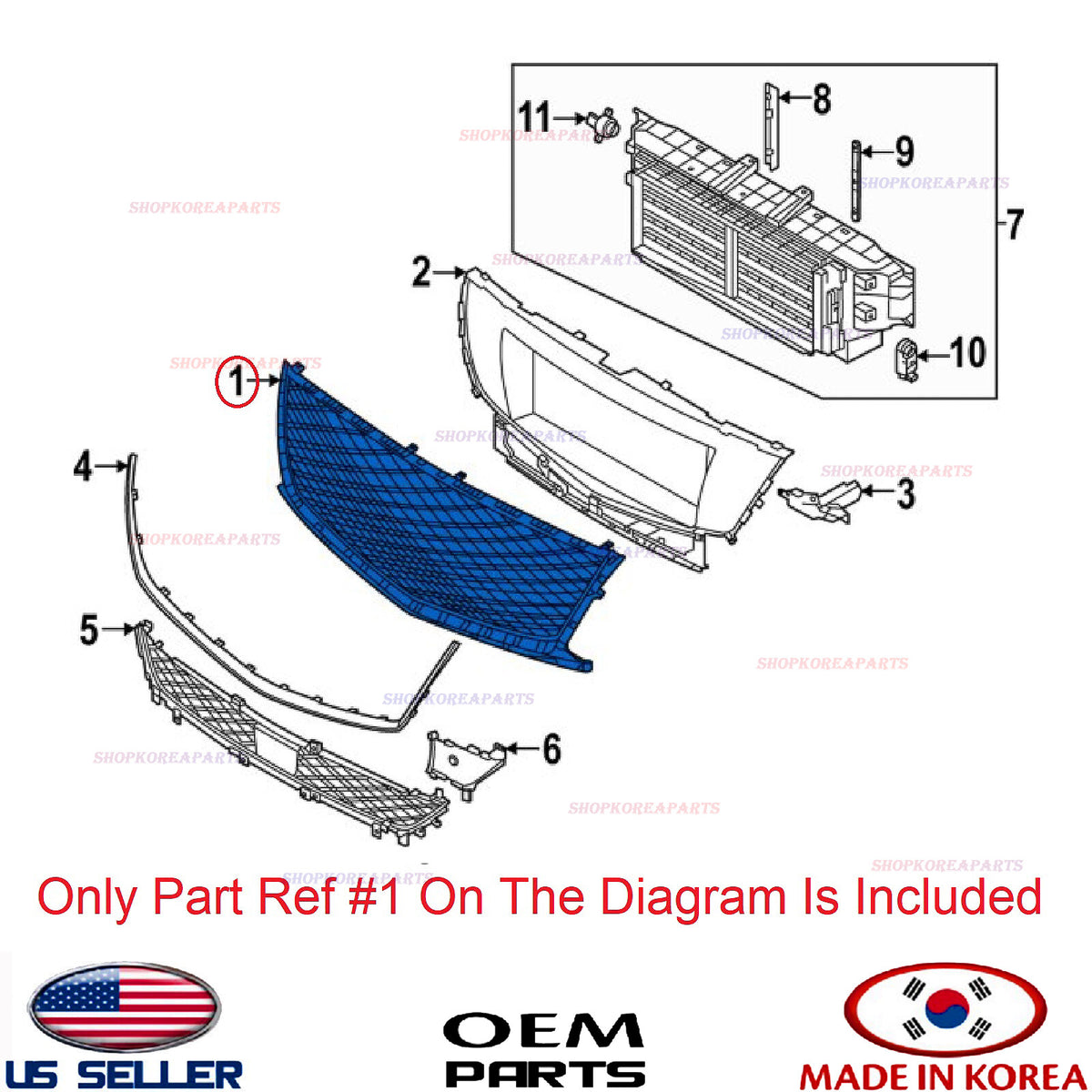 GENUINE Front Bumper Upper Center Grille ⭐OEM⭐ GENESIS GV80 2021-2024 86351T6000