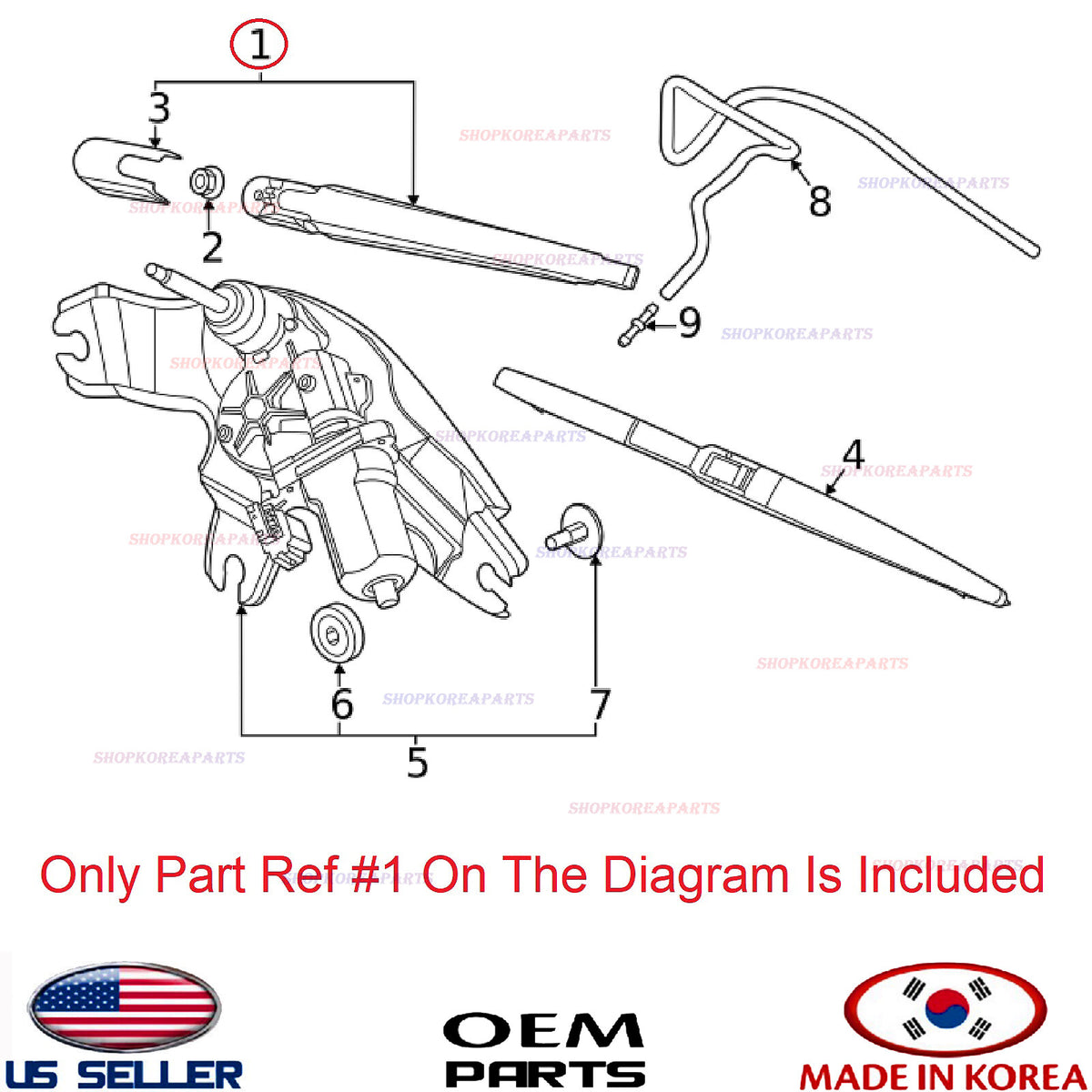 GENUINE Rear Wiper Arm & Head Cap ⭐OEM⭐ HYUNDAI PALISADE 2020-2025 98820S8000