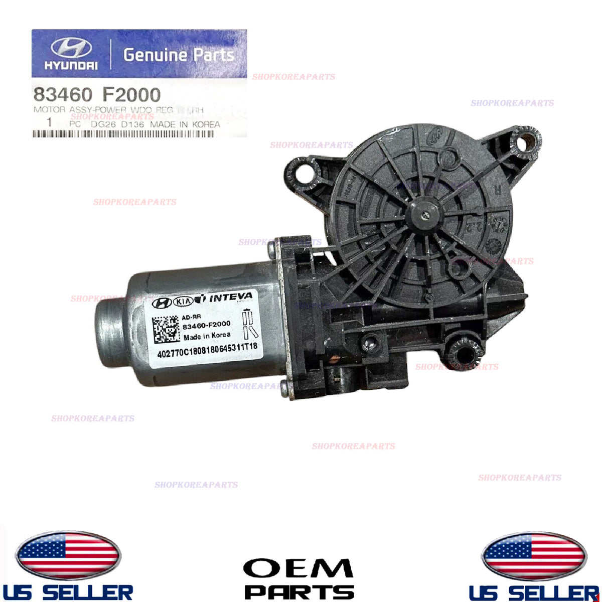 GENUINE OEM Rear Right Passenger Side Power Window Motor 2017-20 Hyundai Elantra