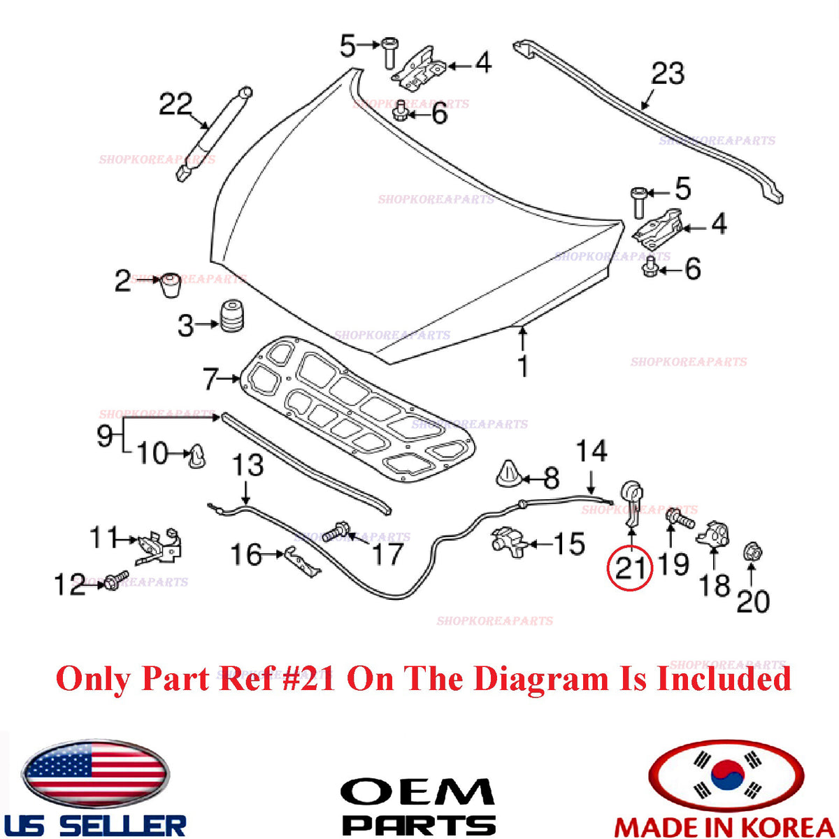 GENUINE OEM Hood Latch Release Handle Hyundai Kia *See Compatibility 81193-2L000