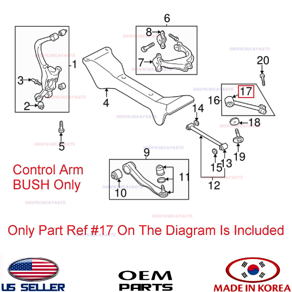 Rear Suspension Control Arm Bush LEFT RIGHT OEM HYUNDAI KIA *See Compatibility