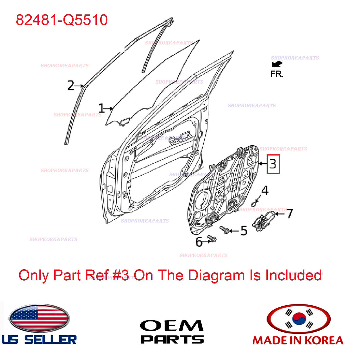 GENUINE Window Regulator Front RIGHT Passenger ⭐OEM⭐ Kia Seltos 2021-2025