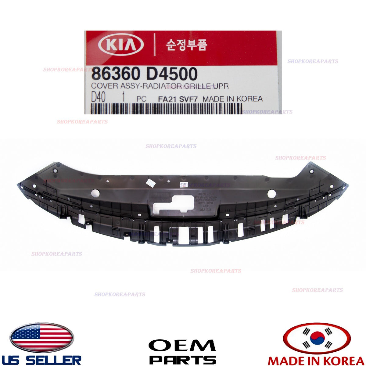 GENUINE Upper Grille Closing Plate Sight Shield OEM Latch Cover KIA OPTIMA 19-20