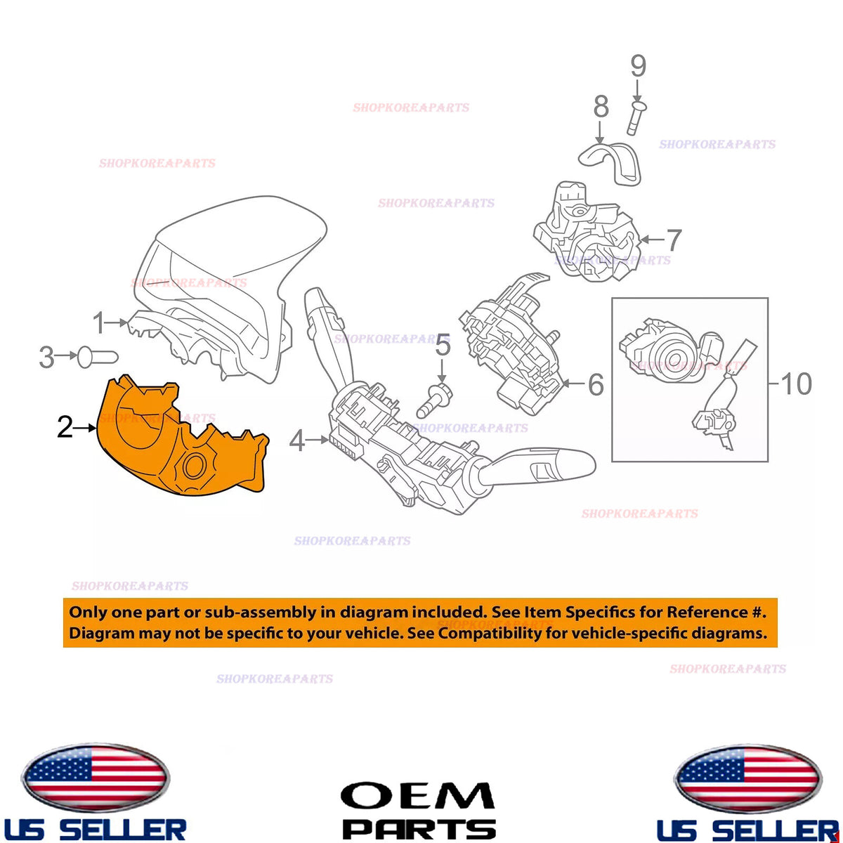 GENUINE OEM Lower Steering Column Shroud Black w/o Button Start 2017-20 Elantra