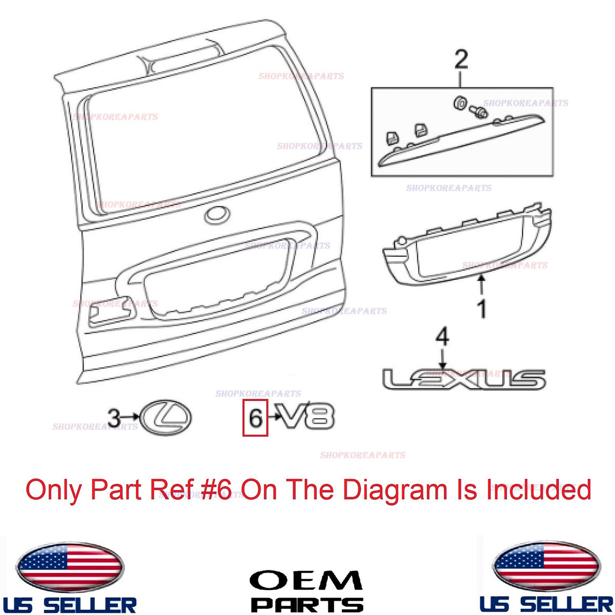 GENUINE Trunk Lid Emblem OEM Toyota Lexus V8 1998-2009 *See Compatibility
