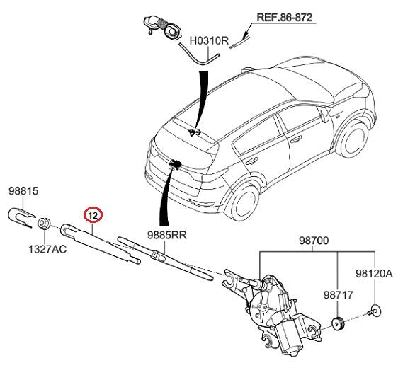 Rear Window Wiper Arm ⭐OEM GENUINE⭐ KIA SPORTAGE 2017-2022 98815A4100