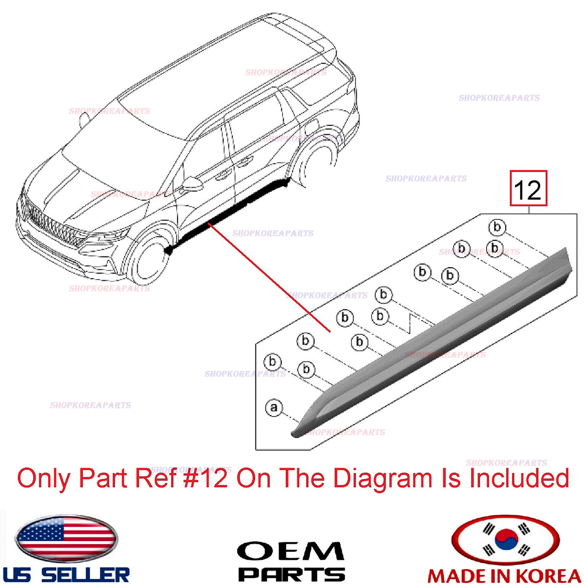 GENUINE Front Door Lower Molding BLACK LEFT Driver Side OEM Kia Carnival 2022-26