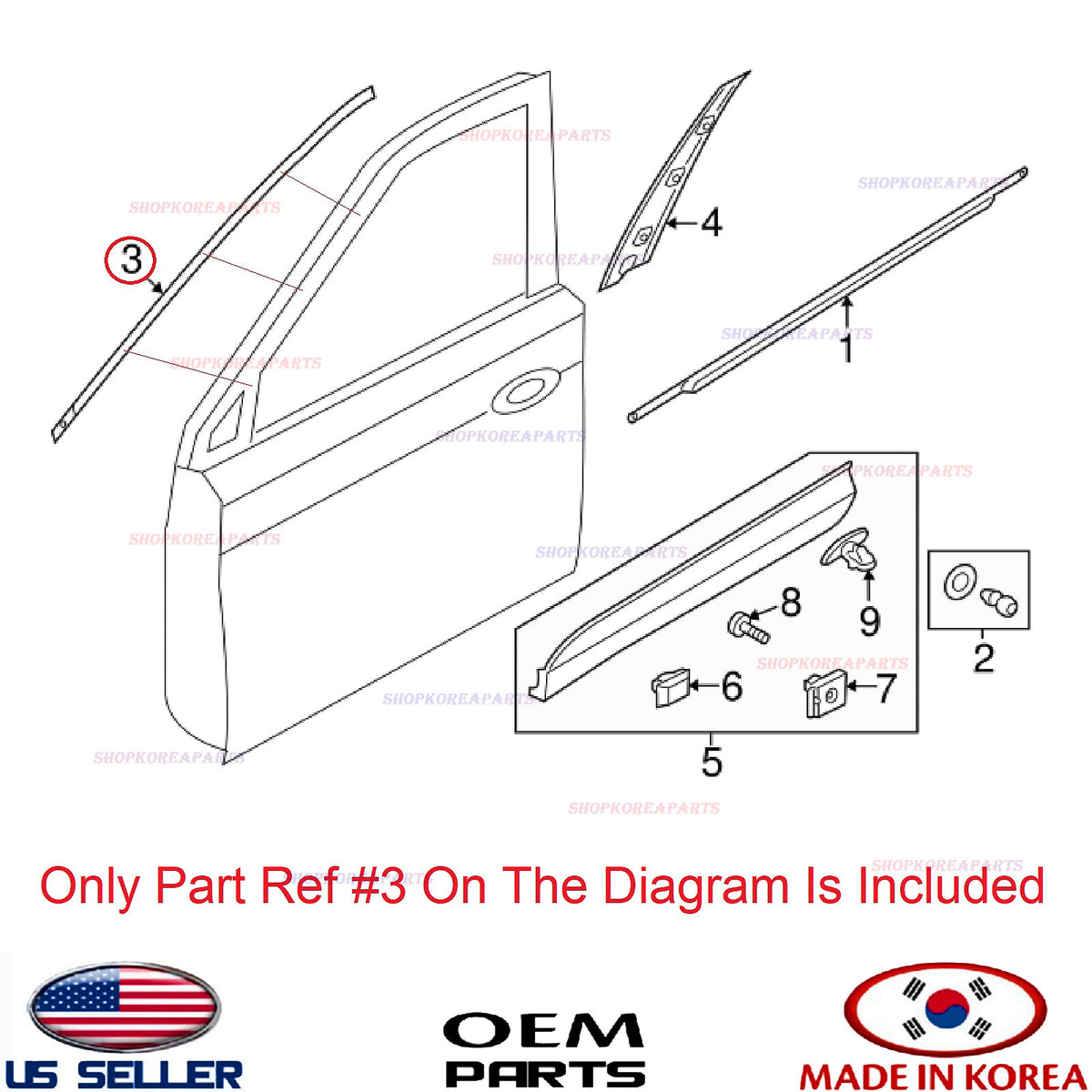 GENUINE Front Door Outside Moulding Upper LEFT ⭐OEM⭐ HYUNDAI SANTA FE 2013-2018