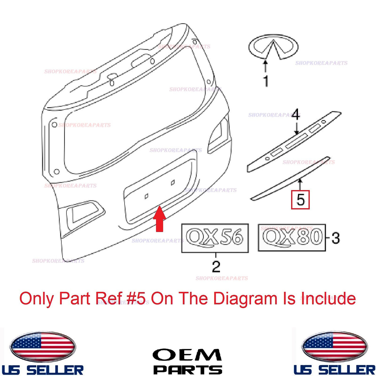 GENUINE Tail Gate Lower Molding Chrome ⭐OEM⭐ Infiniti QX56 2011-13 QX80 2014-17