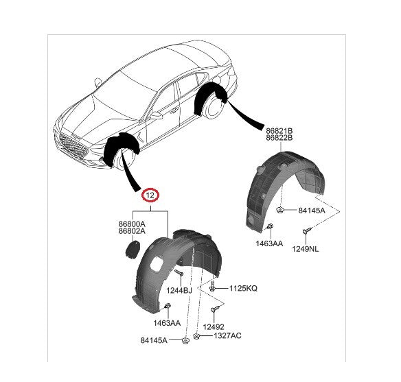 GENUINE Fender Liner Front RIGHT Passenger Side OEM GENESIS G70 2019-2021