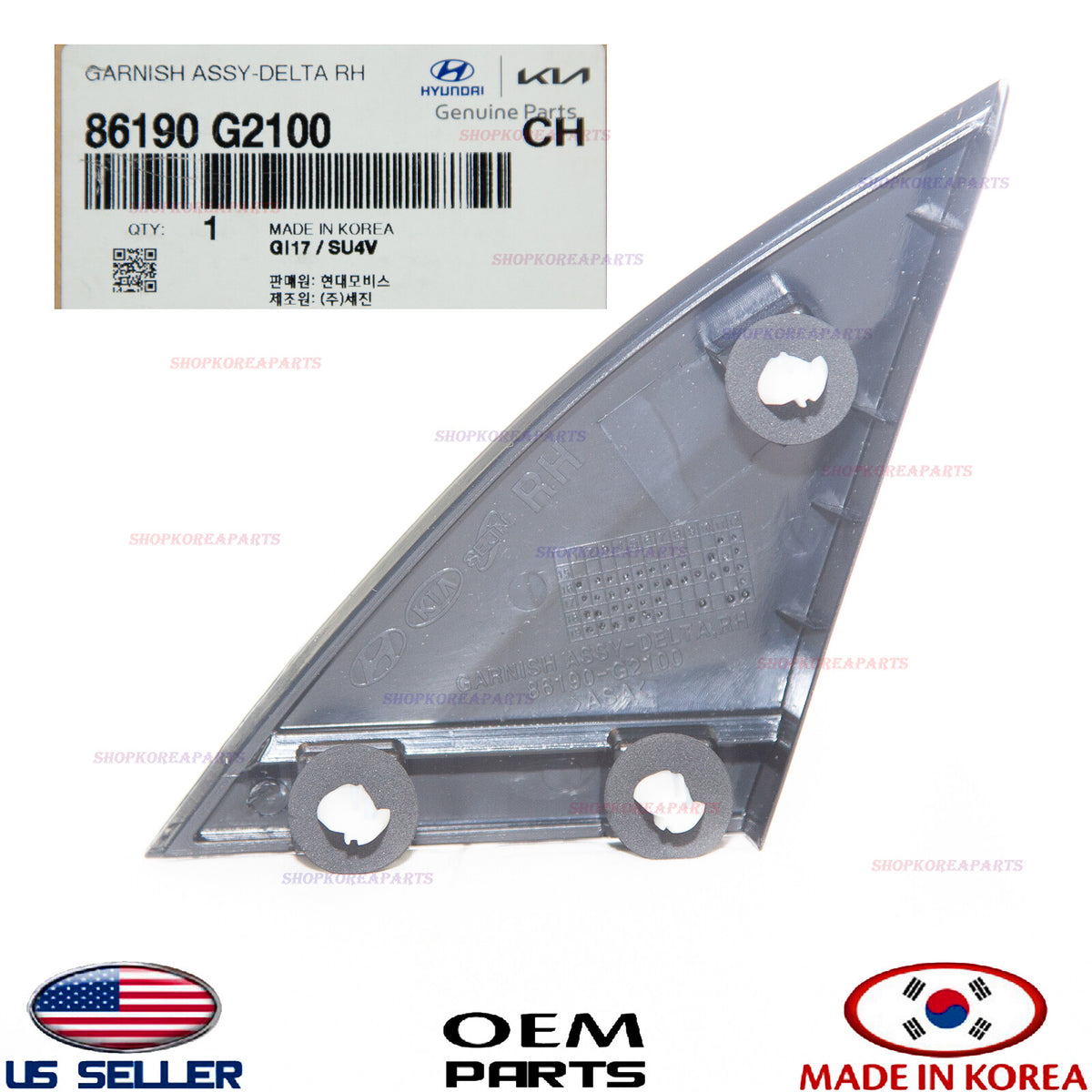GENUINE Fender Pillar Trim Molding Passenger Side Garnish Delta ⭐ IONIQ 17-22