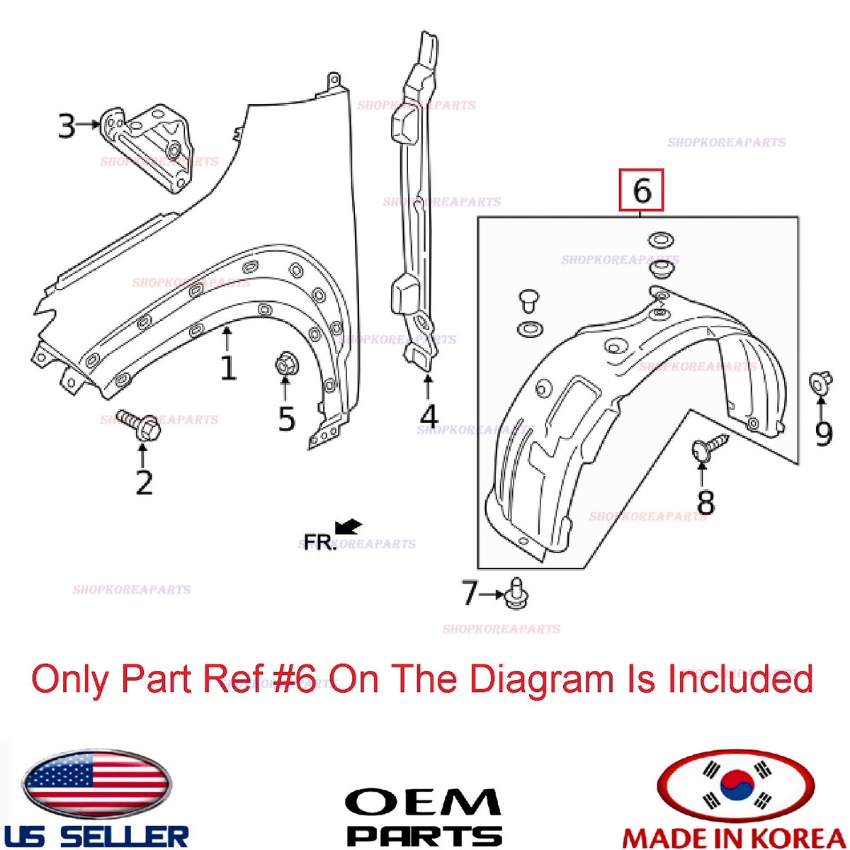 GENUINE Fender Liner Front RIGHT Passenger Side ⭐OEM⭐ Kona 2022-2023 86812-J9CA0