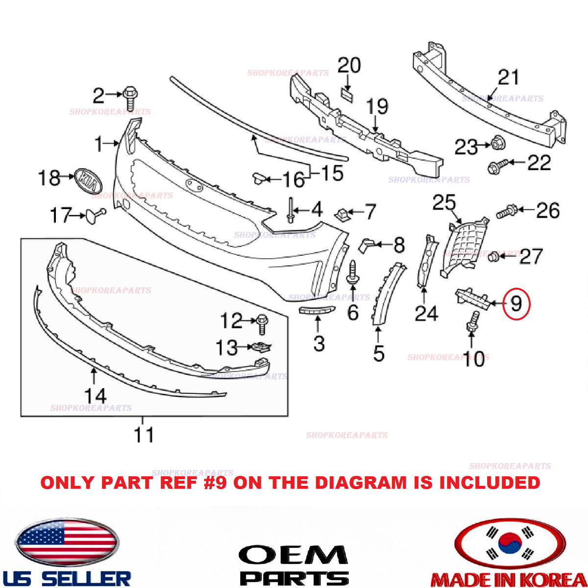 GENUINE Bumper Front Bracket Mounting RIGHT Passenger Side ⭐ KIA NIRO 2017-2022