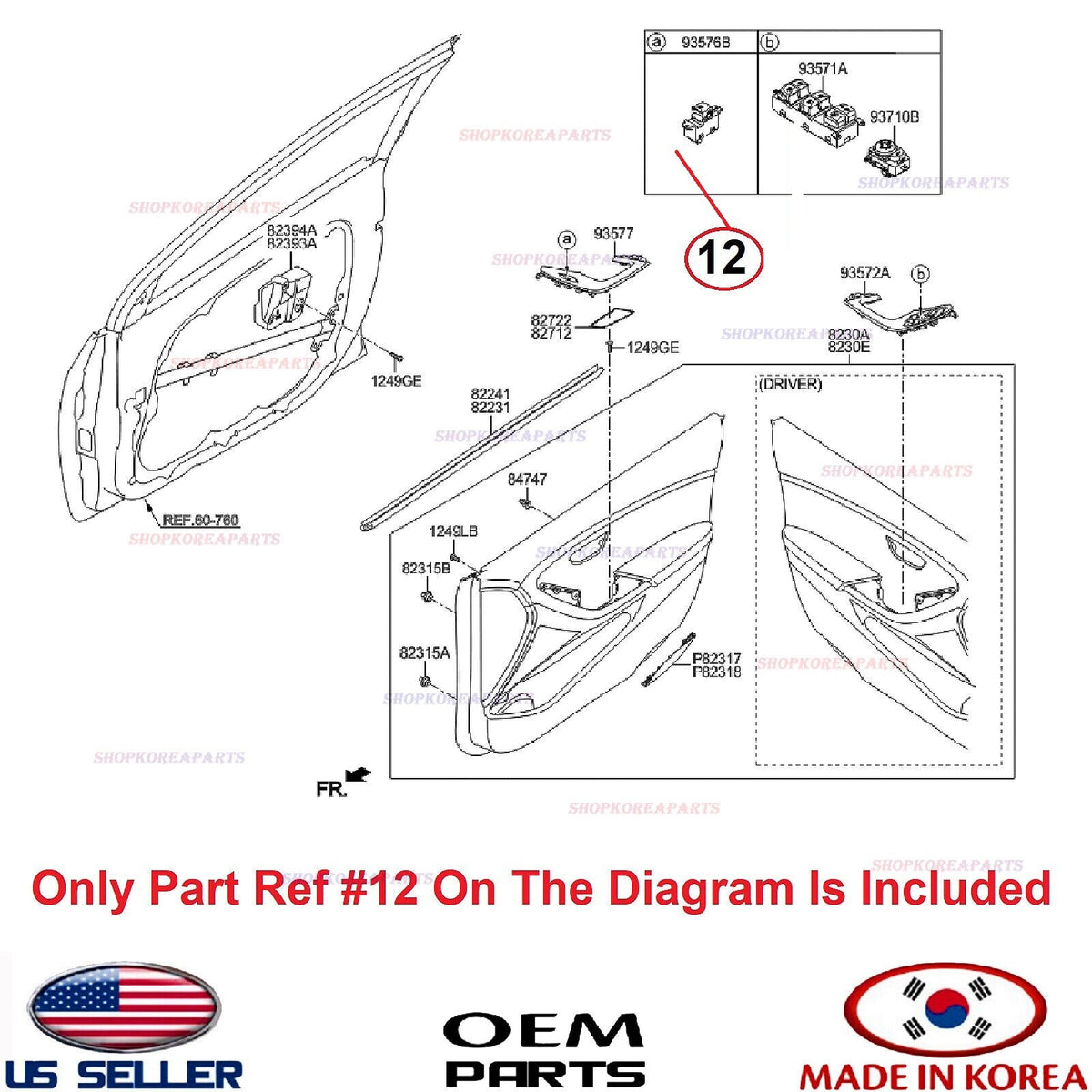 GENUINE Front RIGHT Door Window Main Control Switch ⭐OEM⭐ Kia Seltos 2020-2024