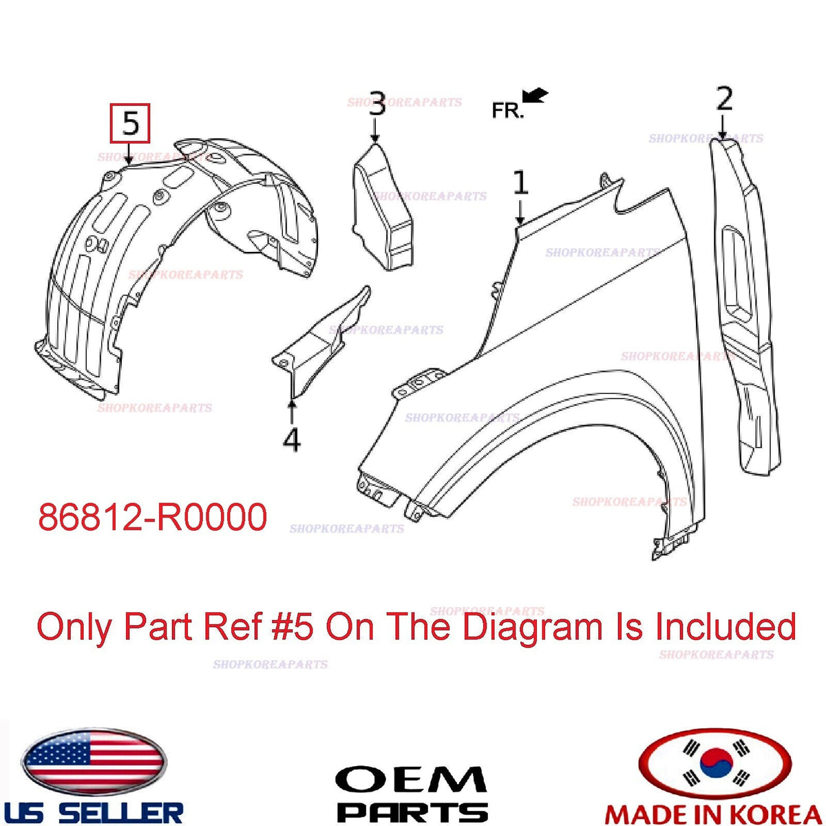 GENUINE OEM Fender Liner Front RIGHT Passenger Side 2022-2024 Kia Carnival
