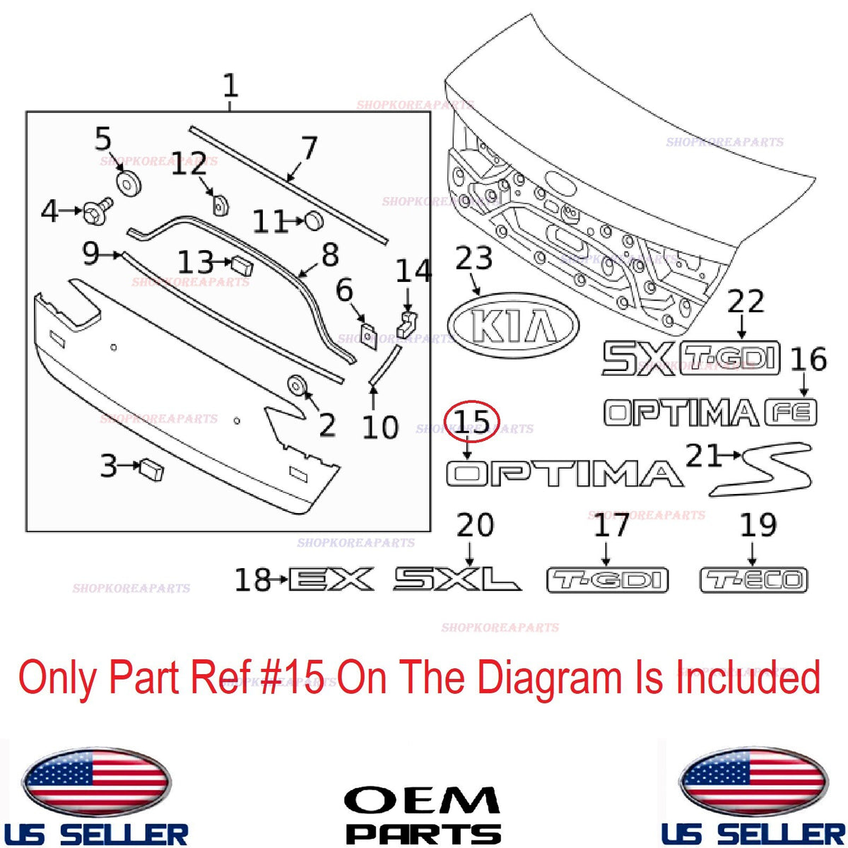 GENUINE OEM Rear Trunk Lid OPTIMA Emblem Nameplate 2016–2020 Kia Optima