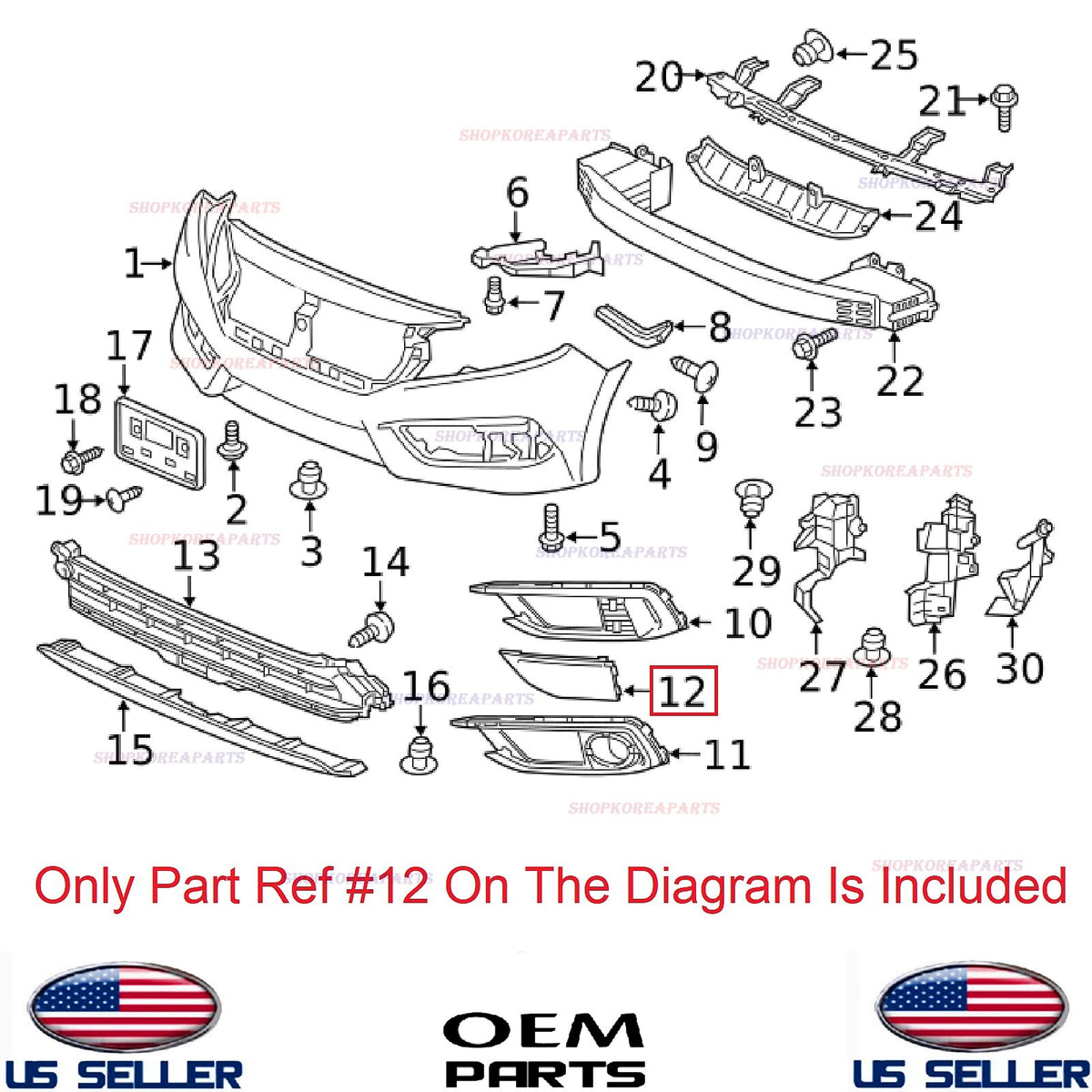 2019-2021 Honda Civic GENUINE OEM Front Bumper LEFT Fog Lamp Cap Cover