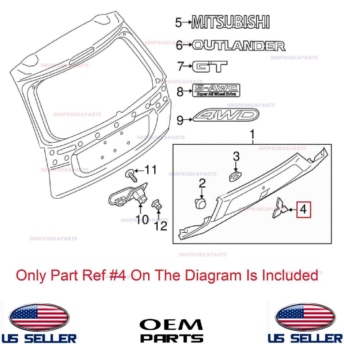 GENUINE Rear Emblem Logo Symbol ⭐OEM⭐ Mitsubishi Outlander *See Compatibility
